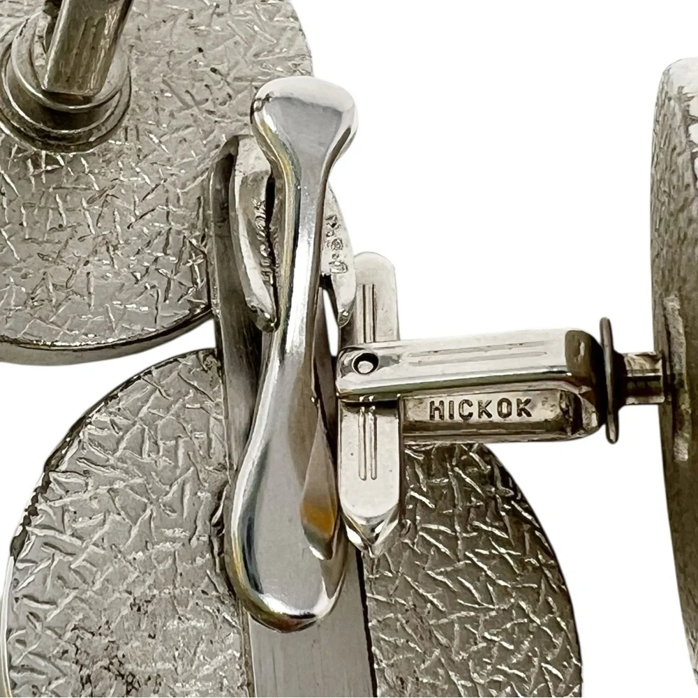 Vintage Hickok Silver Tone Leaning Tower of Pisa Cufflinks Tie Clip